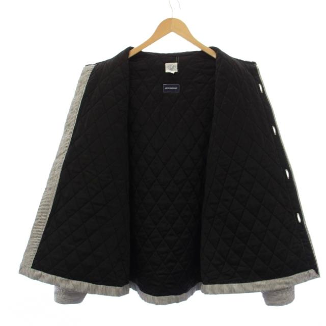【中古】ポストオーバーオールズ DESCENDAN ヒッコリーストライプジャケット ステンカラージャケット 中綿 XL 紺 白_4