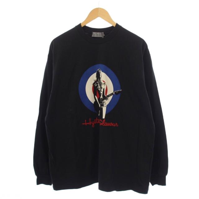 【中古】ヒステリックグラマー HYSTERIC GLAMOUR UK TRIBUTE Tシャツ カットソー 長袖 プリント XL 黒 メンズ
