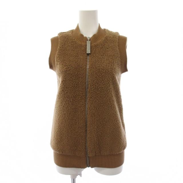 【中古】ルイヴィトン LOUIS VUITTON ボアベスト ジャケット ジップアップ 36 ブラウン /BM レディース