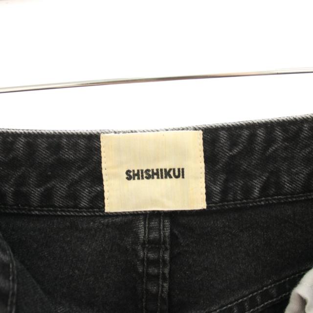 【中古】シシクイ SHISHIKUI デニムパンツ ワイドパンツ ジーンズ USED加工 38 黒 ブラック 2045-2050 /HN_5