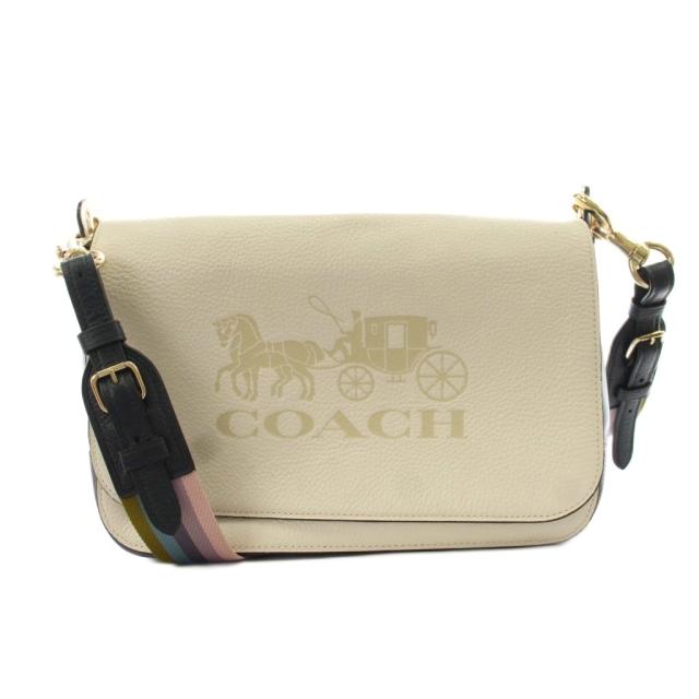 【中古】コーチ COACH ジェス カラーブロック メッセンジャー ショルダーバッグ ロゴ レザー 白 ホワイト 91080