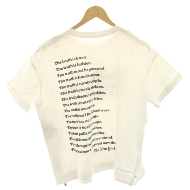 【中古】サカイ NEW YORK TIMES Truth TEE Tシャツ カットソー 半袖 ロゴプリント サイドジップ 2 白 ホワイト_1