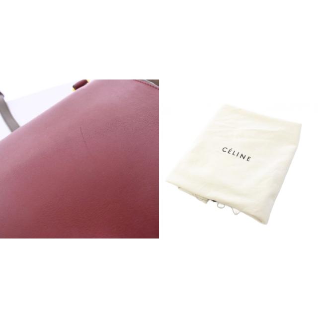【中古】セリーヌ CELINE トラペーズ ミディアム ハンドバグ ショルダーバッグ 2WAY レザー 赤 グレージュ /AN ■OH_8