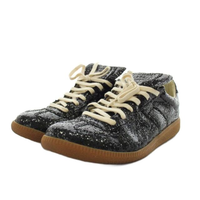 【中古】メゾンマルジェラ 11 Maison Margiela 11 ジャーマントレーナー スニーカー シューズ グリッター 37 黒