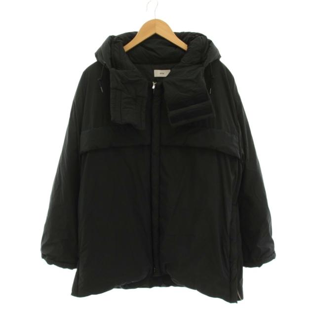 【中古】エイトン ATON エクラ eclat サイドジップ中綿フードジャケット ジップアップ アウター 2 黒 /YM レディース