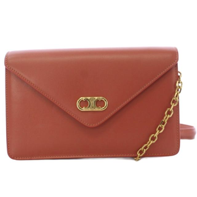 【中古】セリーヌ CELINE チェーンウォレット ショルダーバッグ レザー 茶 /KH ■OH レディース