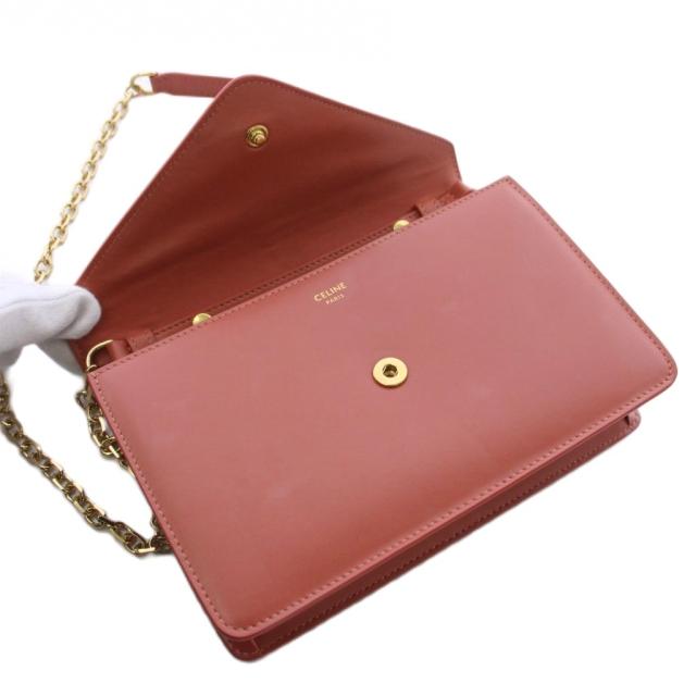 【中古】セリーヌ CELINE チェーンウォレット ショルダーバッグ レザー 茶 /KH ■OH レディース_4