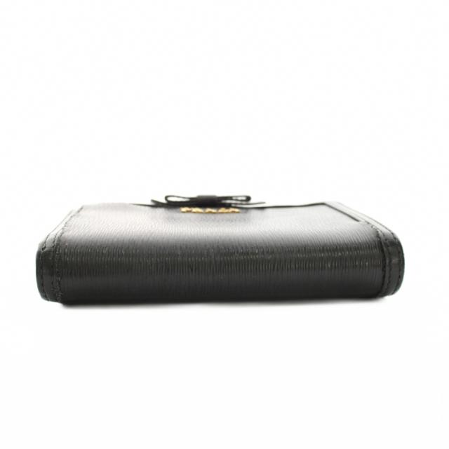 【中古】プラダ PRADA 二つ折り財布 コンパクトウォレット レザー リボンモチーフ 黒 ブラック /YM ■OH レディース_2
