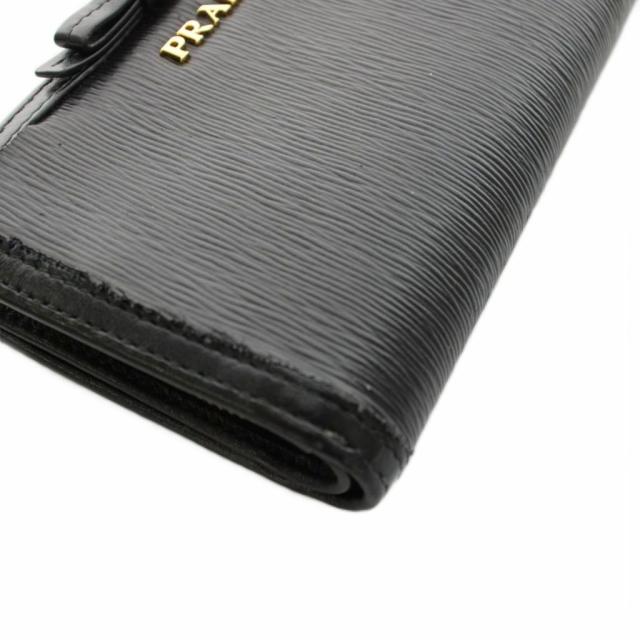 【中古】プラダ PRADA 二つ折り財布 コンパクトウォレット レザー リボンモチーフ 黒 ブラック /YM ■OH レディース_3