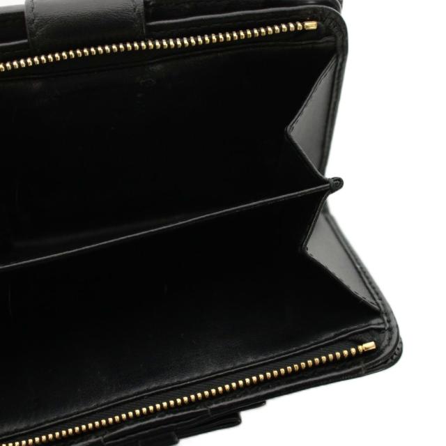 【中古】プラダ PRADA 二つ折り財布 コンパクトウォレット レザー リボンモチーフ 黒 ブラック /YM ■OH レディース_4