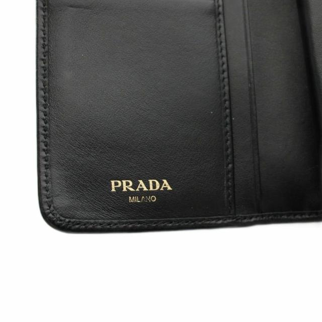 【中古】プラダ PRADA 二つ折り財布 コンパクトウォレット レザー リボンモチーフ 黒 ブラック /YM ■OH レディース_6