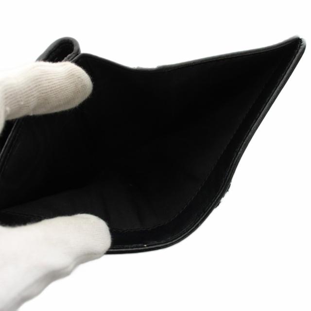 【中古】プラダ PRADA 二つ折り財布 コンパクトウォレット レザー リボンモチーフ 黒 ブラック /YM ■OH レディース_7