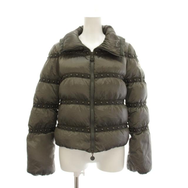【中古】モンクレール MONCLER ブラッシュ BOURRACHE ダウンジャケット スタッズ ジップアップ アウター 0 グレー