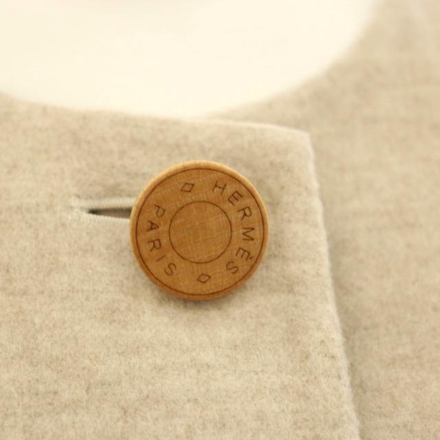 【中古】エルメス HERMES ダブルフェイス ロングベスト カシミヤ 34 ベージュ 3H0191DB /KH_3