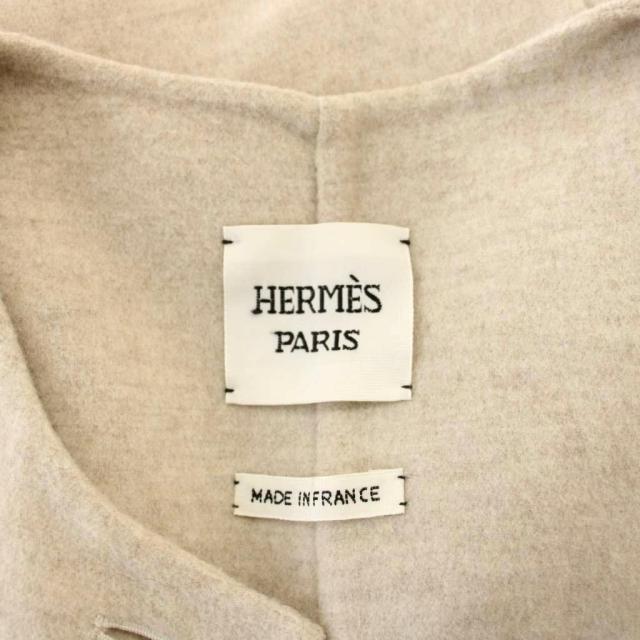 【中古】エルメス HERMES ダブルフェイス ロングベスト カシミヤ 34 ベージュ 3H0191DB /KH_4