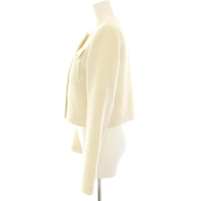 【中古】セオリー PLUSH TWEED PKT CARDEN JKT ノーカラージャケット ウール混 ショート丈 0 白 ホワイト_1