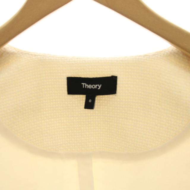 【中古】セオリー PLUSH TWEED PKT CARDEN JKT ノーカラージャケット ウール混 ショート丈 0 白 ホワイト_4