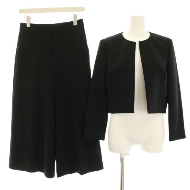 【中古】セオリー TAILOR CREPE WIDE CROP PANT CL TAILOR JKT セットアップ 上下 ノーカラージャケット ショート丈