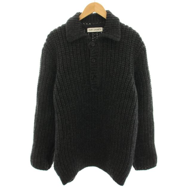 【中古】アワーレガシー 22AW ビッグピケウルフグレーチャンキーウール ニット 長袖 46 チャコールグレー M4223BPGM