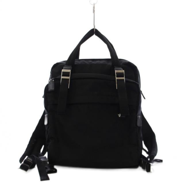 【中古】プラダ PRADA ナイロン リュック デイパック 三角プレート 黒 2VZ012 /AN ■OH レディース