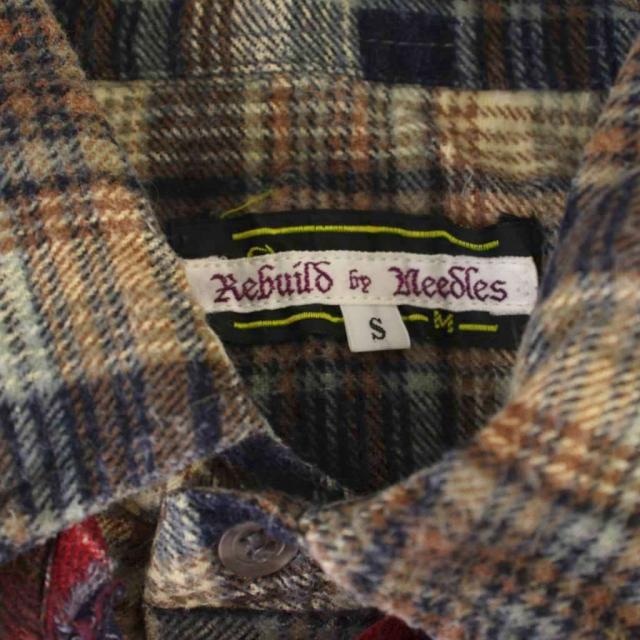 【中古】リビルドバイニードルズ Rebuild By Needles シャツ 長袖 チェック柄 S ベージュ 黒 /BM メンズ_2