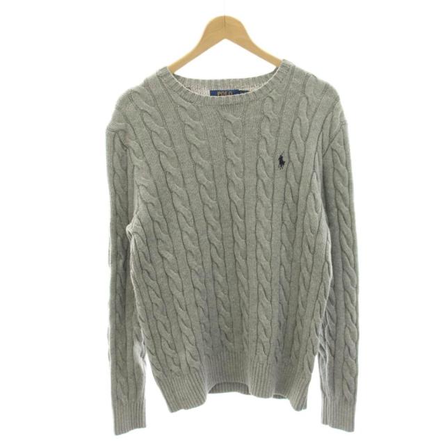 【中古】ポロ ラルフローレン POLO RALPH LAUREN ニット セーター ケーブル編み 長袖 スモールポニー S グレー /HN