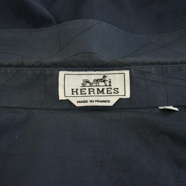 【中古】エルメス HERMES シャツ 長袖 総柄 17/43 紺 ネイビー /YT メンズ_2