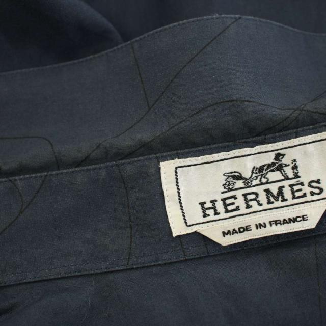 【中古】エルメス HERMES シャツ 長袖 総柄 17/43 紺 ネイビー /YT メンズ_4