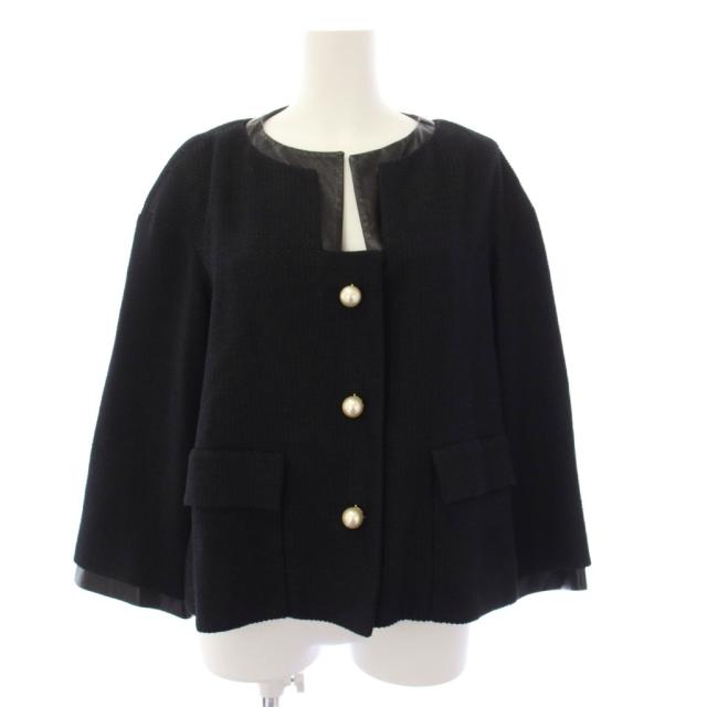 中古】シャネル CHANEL ノーカラージャケット ツイード パールボタン