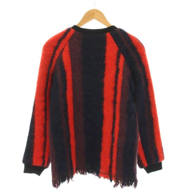 【中古】ドリスヴァンノッテン DRIES VAN NOTEN ニット セーター フリンジ 34 赤 レッド 紺 ネイビー ストライプ_1