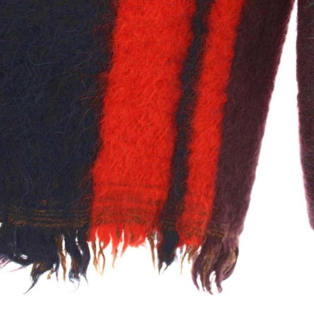 【中古】ドリスヴァンノッテン DRIES VAN NOTEN ニット セーター フリンジ 34 赤 レッド 紺 ネイビー ストライプ_4