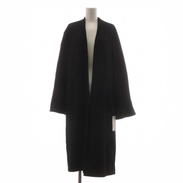 【中古】未使用品 デプレ DES PRES トゥモローランド 25AW ノイジーインレーステッチロングコート ウール F 黒
