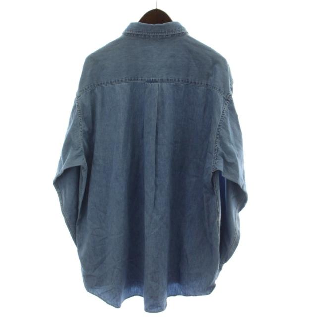 【中古】未使用品 ハーベスティ HARVESTY DENIM WORK SHIRT デニムワークシャツ 2 青 長袖 無地 A32311-1 /GG_1