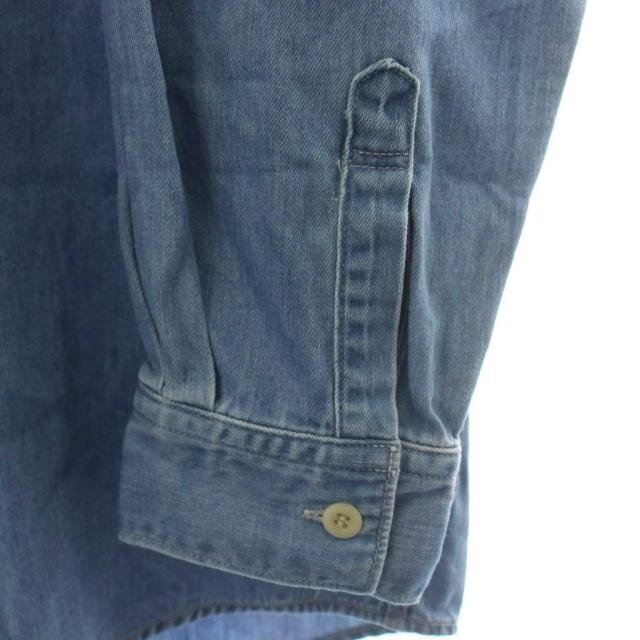 【中古】未使用品 ハーベスティ HARVESTY DENIM WORK SHIRT デニムワークシャツ 2 青 長袖 無地 A32311-1 /GG_3