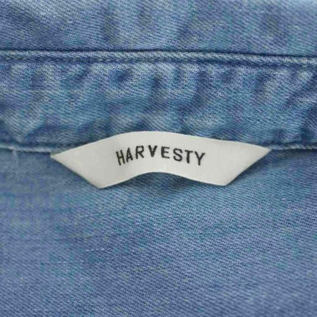 【中古】未使用品 ハーベスティ HARVESTY DENIM WORK SHIRT デニムワークシャツ 2 青 長袖 無地 A32311-1 /GG_4