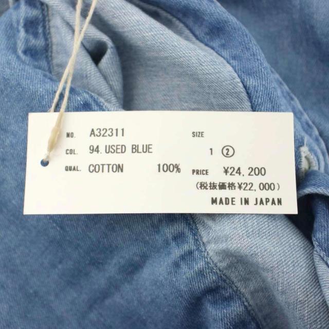 【中古】未使用品 ハーベスティ HARVESTY DENIM WORK SHIRT デニムワークシャツ 2 青 長袖 無地 A32311-1 /GG_5