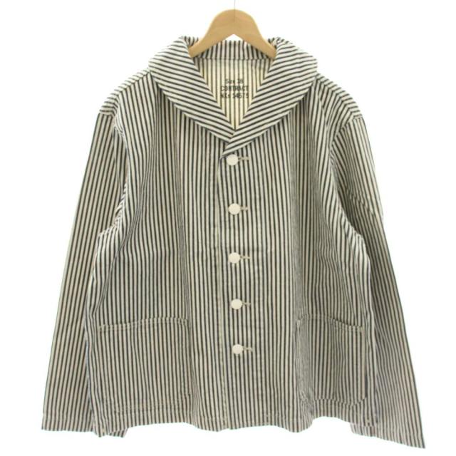 【中古】ワイパーインク U.S.NAVY PRISONER ヒッコリーショールカラージャケット ストライプ 38 白 ホワイト 紺