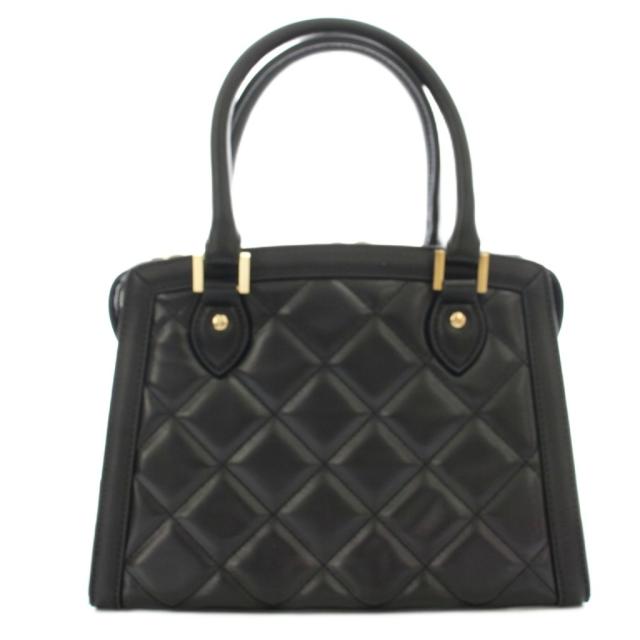 【中古】マリークワント MARY QUANT キルティング ハンドバッグ 花柄 2WAY ショルダーバッグ 黒 ブラック_1