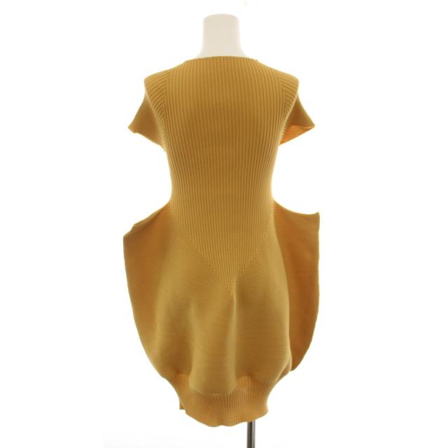 【中古】イッセイミヤケ 23AW エグズーバランスドレス ニットワンピース ひざ丈 半袖 2 黄 IM33KH290 レディース_2