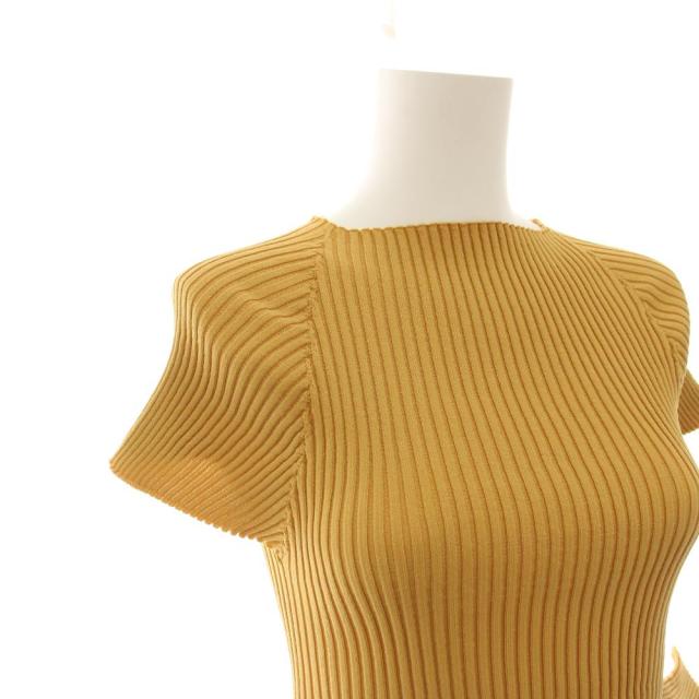 【中古】イッセイミヤケ 23AW エグズーバランスドレス ニットワンピース ひざ丈 半袖 2 黄 IM33KH290 レディース_4