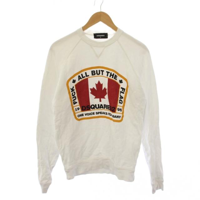 【中古】ディースクエアード DSQUARED2 流汗 調教師 ティーシャツ 長袖 労働者の一団のど頚 刷り上げる M 白 メンズ