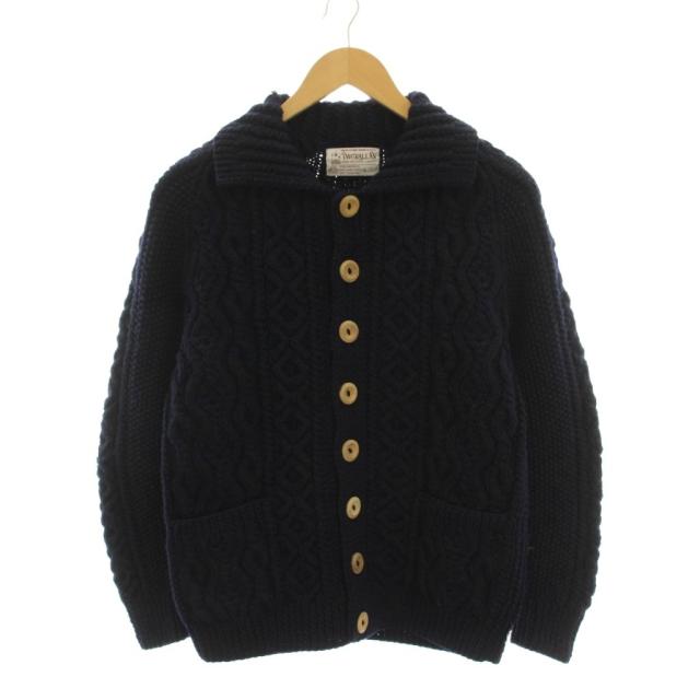 【中古】インバーアラン INVERALLAN カーディガン ニット ウール 紺 ネイビー 長袖 厚手 /YM メンズ