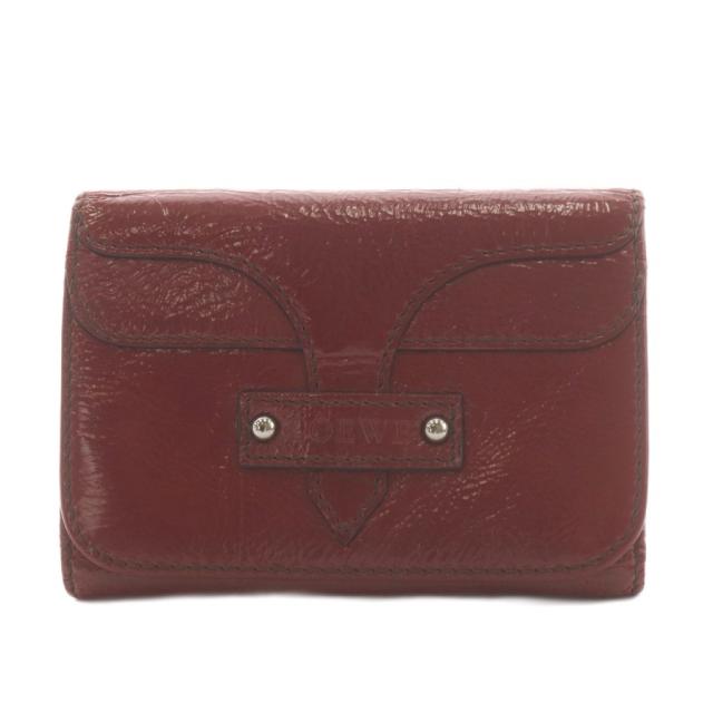 【中古】ロエベ LOEWE 三つ折り財布 小銭入れ レザー 赤 レッド /AN17 ■OH レディース