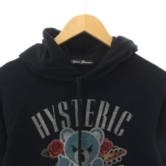 【中古】ヒステリックグラマー HYSTERIC GLAMOUR プルオーバーパーカー スウェット トレーナー 長袖 F 黒 レディース_3