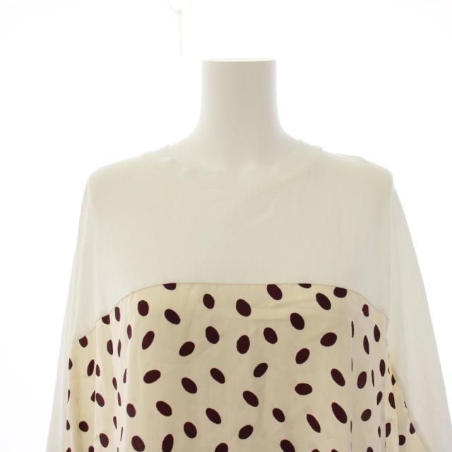 【中古】マルニ MARNI ワンピース ロング 七分袖 切替 ドット柄 36 アイボリー 白 /BM レディース_4