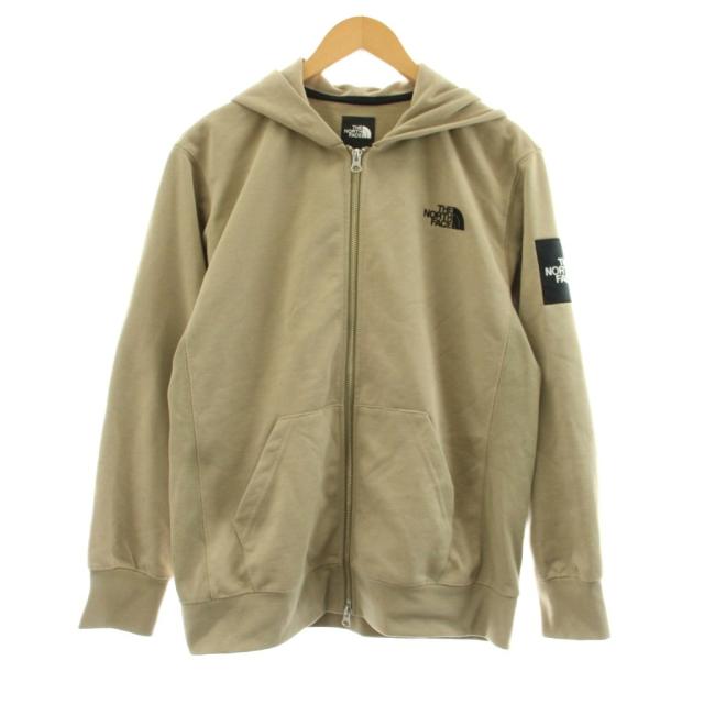 【中古】ザノースフェイス スクエアロゴフルジップ パーカー スウエット地 M ベージュ NT12037