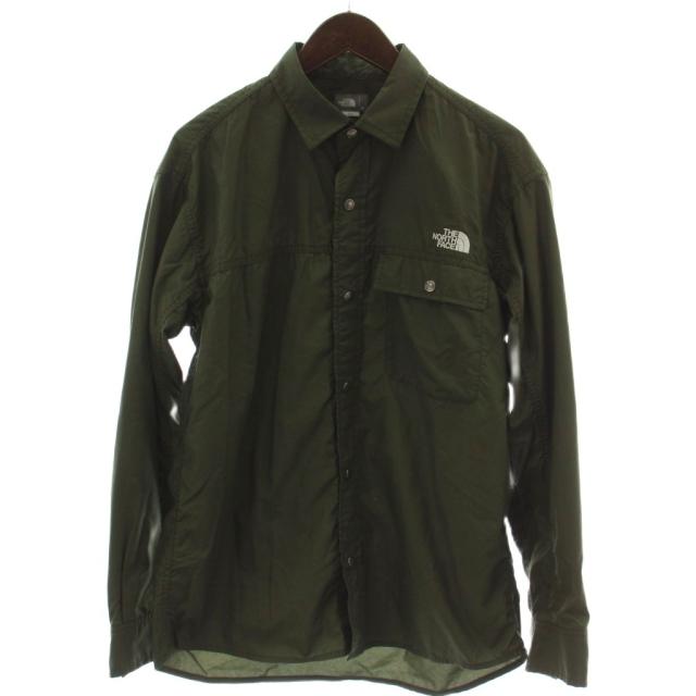 【中古】ザノースフェイス THE NORTH FACE L/S NUPTSE SHIRT シャツ カットソー M カーキ 長袖 ロゴ NR11961 /GG