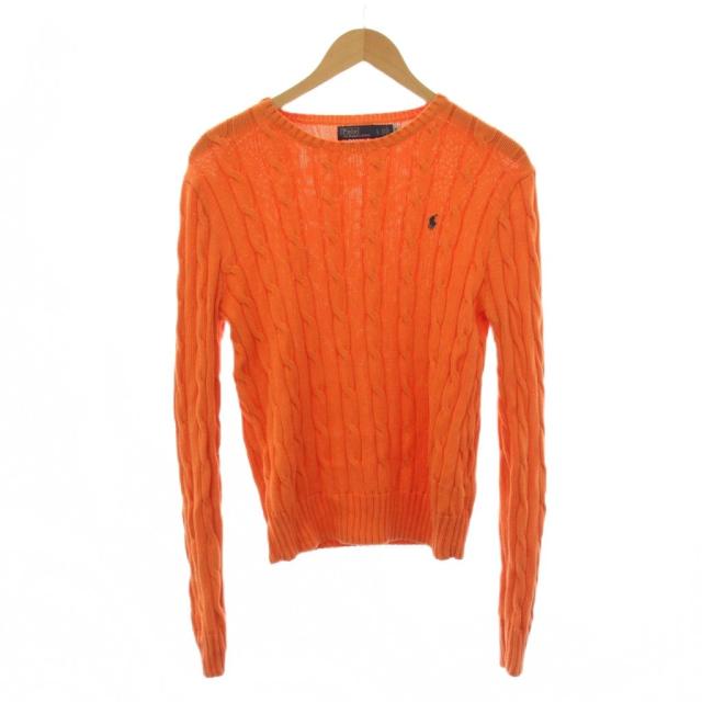 【中古】ポロ バイ ラルフローレン Polo by Ralph Lauren ニット セーター 長袖 クルーネック L オレンジ レディース