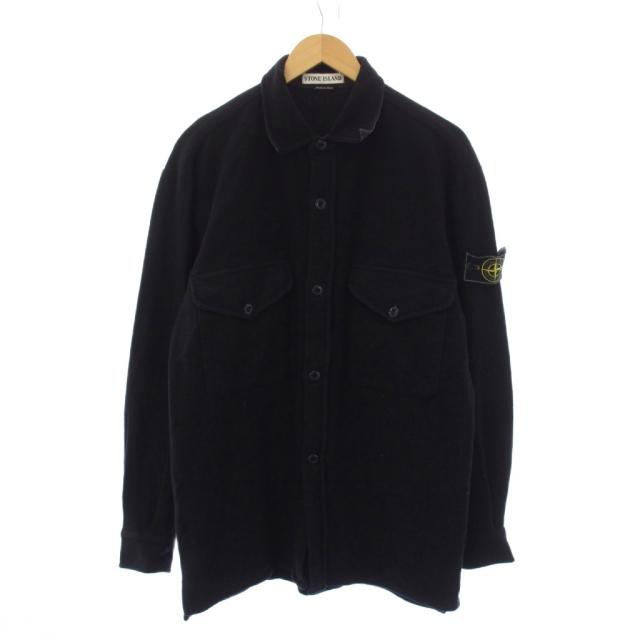 【中古】ストーンアイランド STONE ISLAND 90S シャツ 長袖 ウール M 黒 /KH メンズ