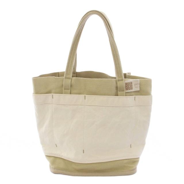 【中古】ゲンテン genten ジャルディ ハンドバッグ トートバッグ キャンバス アイボリー カーキ /TK レディース